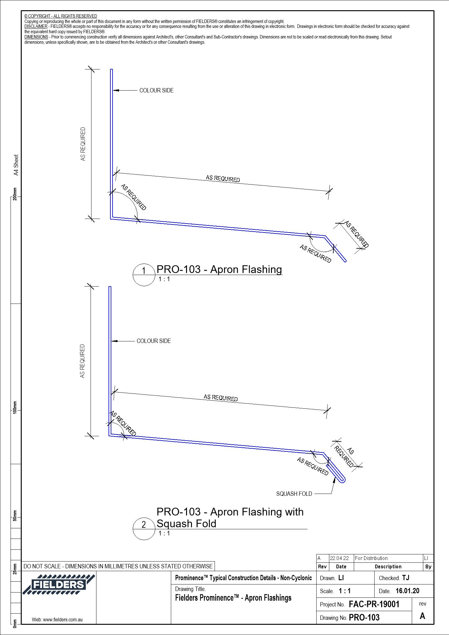 PRO103 Fielders Prominence™ Apron Flashings